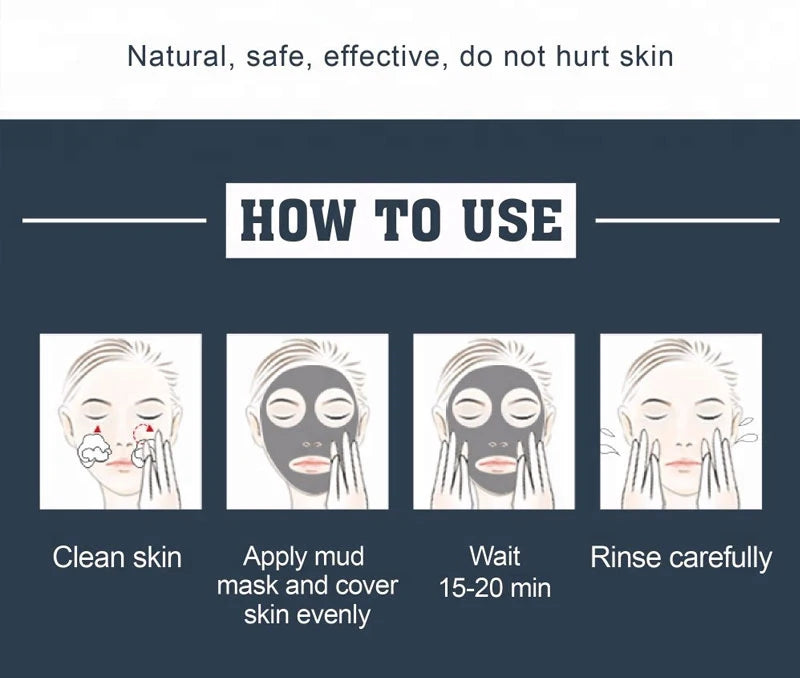 Dead Sea Mud Facial Mask Deep Cleaning Vitamin C Exfoliating Dead Skin Shrink Pores Lightening Moisturizing Mild Face Mask