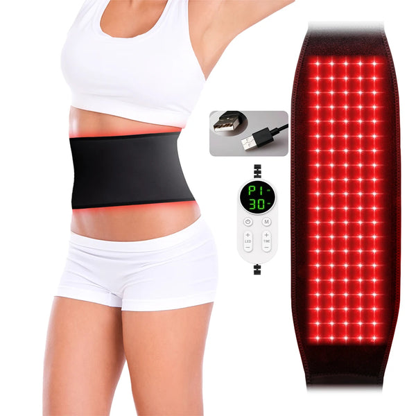 Red Light Therapy for Body 5 Light Levels Infrared Light Heat Therapy Belt Wrap 660nm & 850nm Therapy Pad with Timer