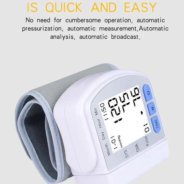 Digitlal Tensiometro Health Medical BP Sphygmomanometer Wrist cuff Digital Blood Pressure Monitor Heart Beat Rate Pulse Meter