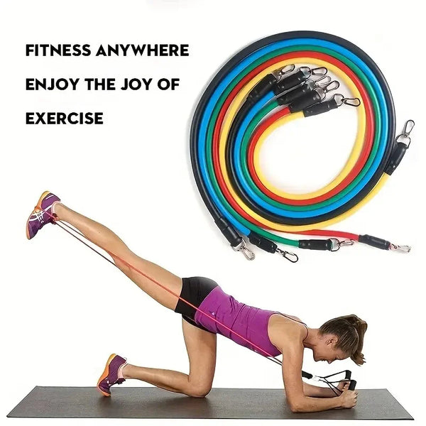 11-Piece Resistance Bands Set - Complete Home Gym Kit with Accessories