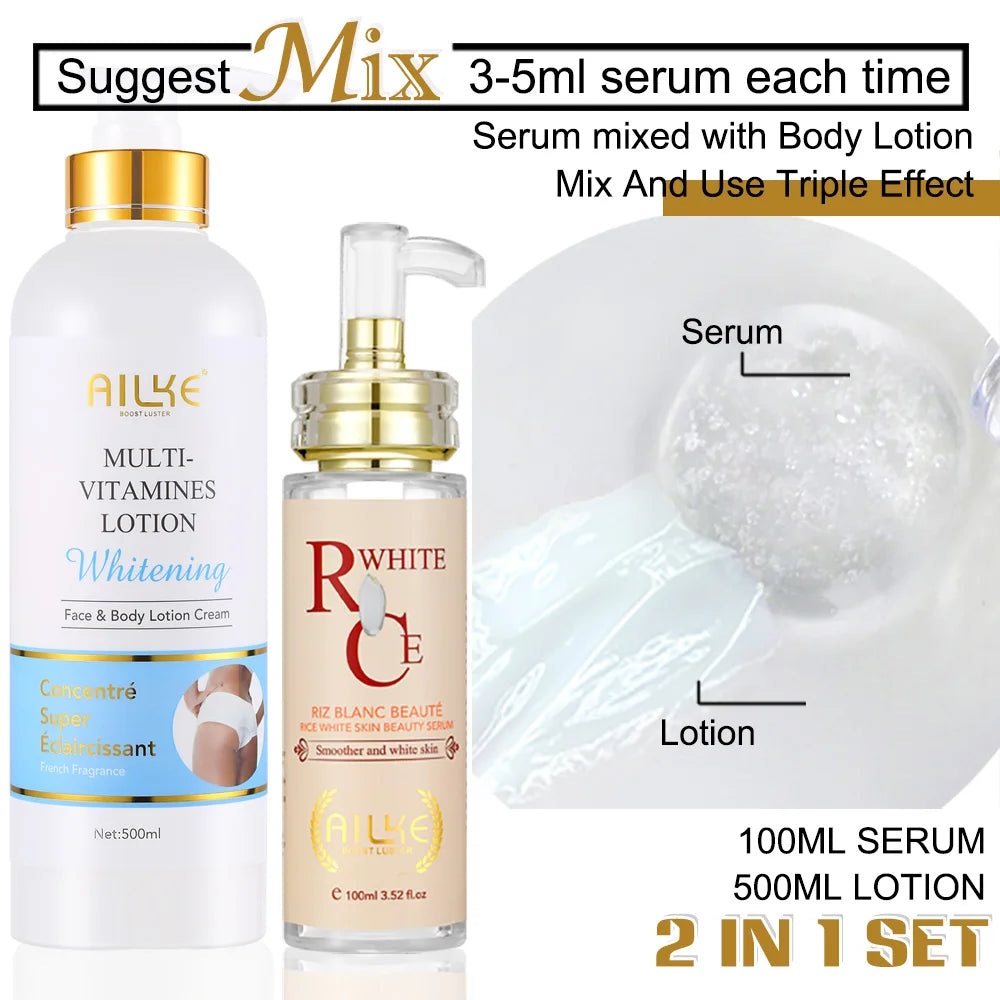 AILKE Multi Vitamin Whitening Body Lotion With Vitamins A,E,B3,B5, Increase Skin Radiance, Even Skin Tone, Moisturizer Cream