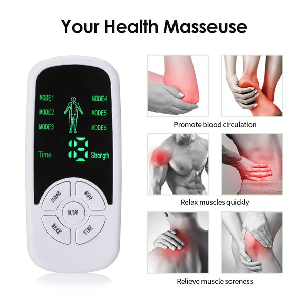 EMS Pulse Electric Muscle Stimulator With Electrode Massage Gloves Digital Meridian Therapy Machine Back Neck Body Massager