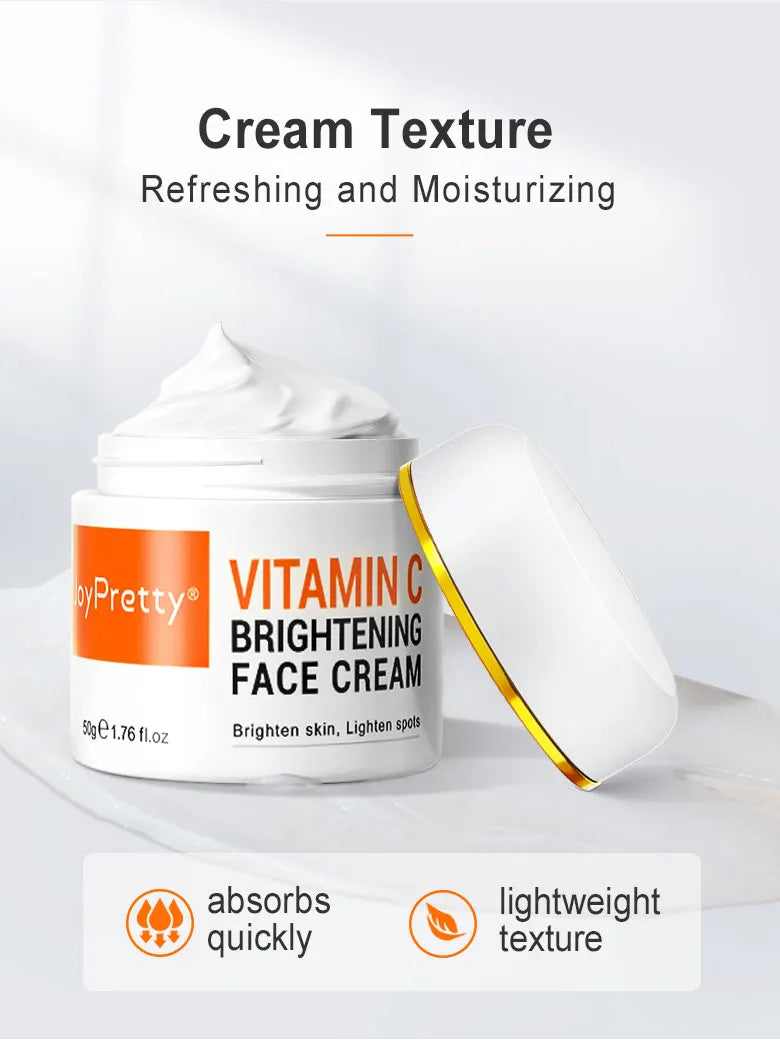 Vitamin C Face Cream Whitening Dark Spots Removal Lifting Firming Moisturizing Facial Cream Skin Care Product Beauty Health