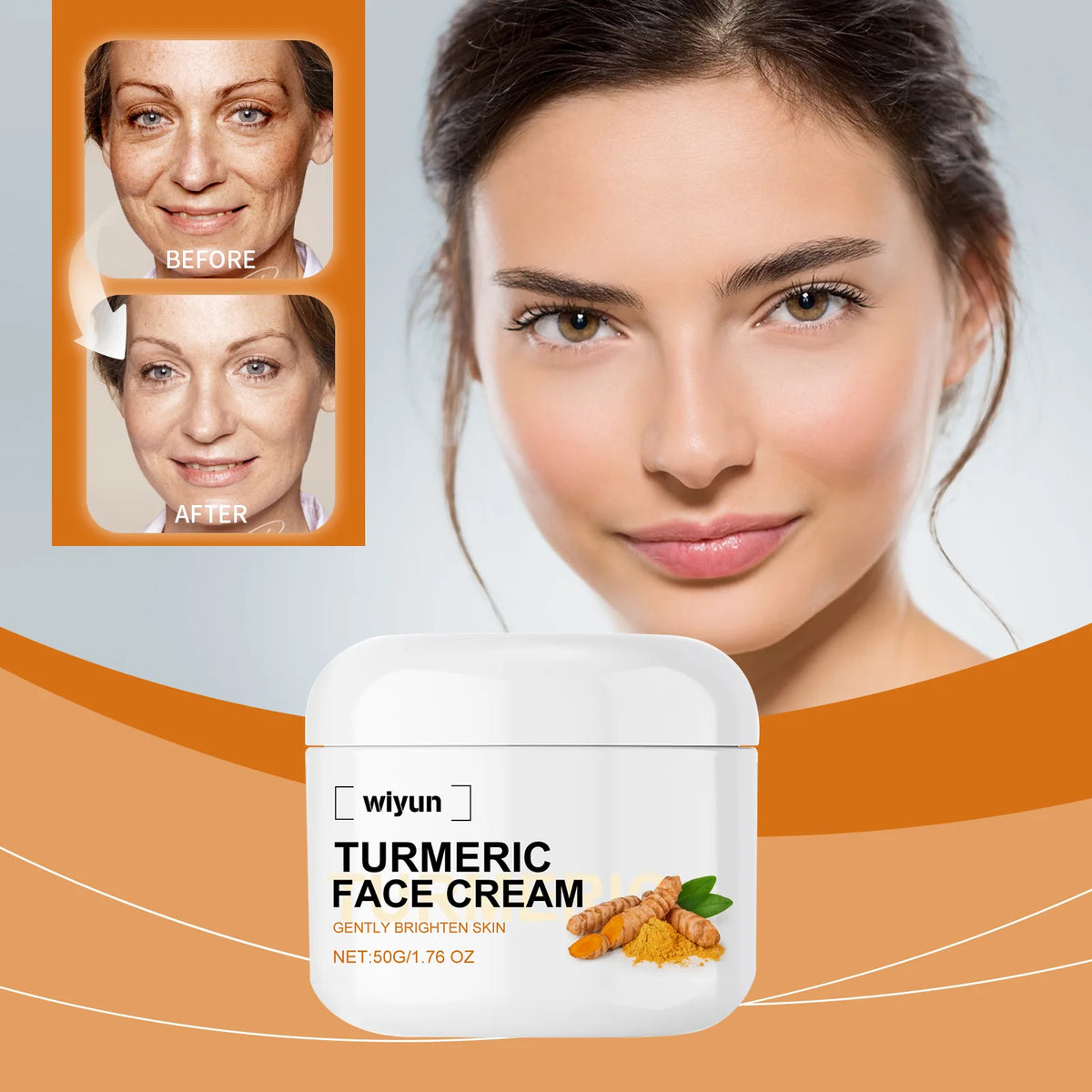 Retinol Natural Turmeric Vitamin C Whitening Face Cream Moisturizing Firming Hyaluronic Lightening Fade Fine Lines Skin Care