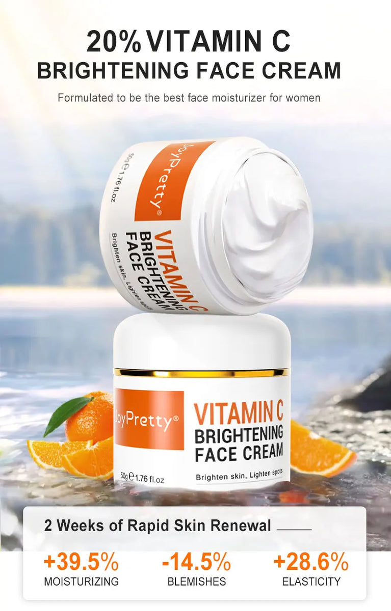 Vitamin C Face Cream Whitening Dark Spots Removal Lifting Firming Moisturizing Facial Cream Skin Care Product Beauty Health