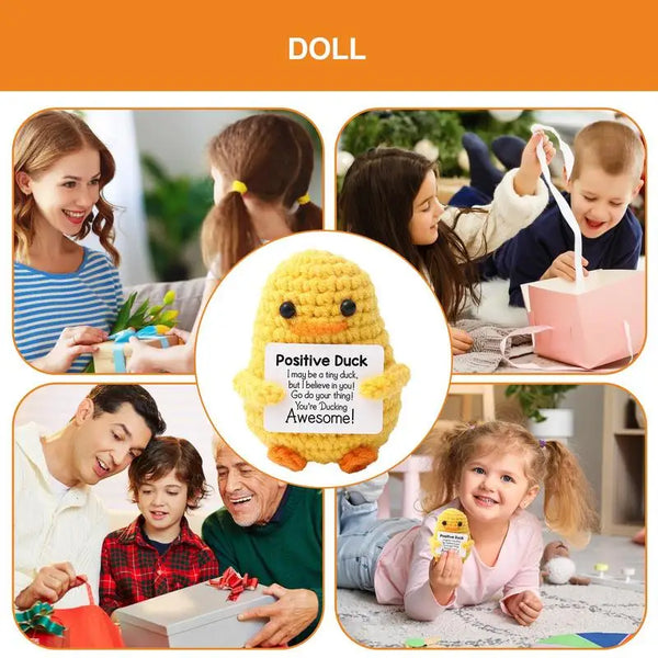 Cute Handwoven Positive Energy Duck Ornaments Positive Crocheting Duck Doll Handmade Crochet Duck Doll Home Room Decor