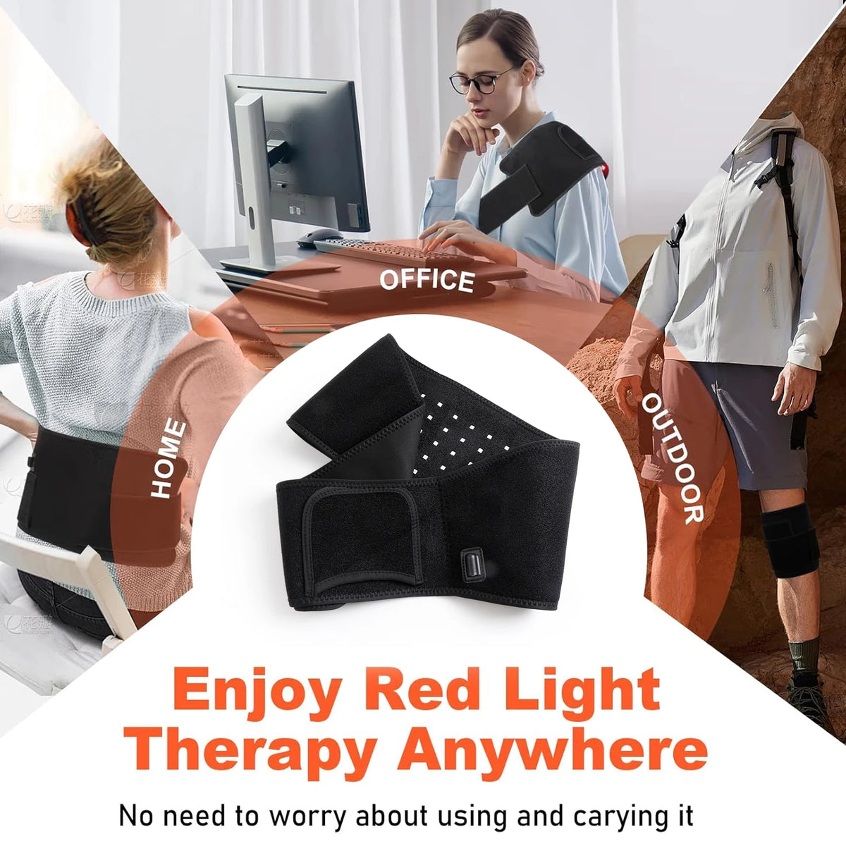 Red Light Therapy for Body 5 Light Levels Infrared Light Heat Therapy Belt Wrap 660nm & 850nm Therapy Pad with Timer