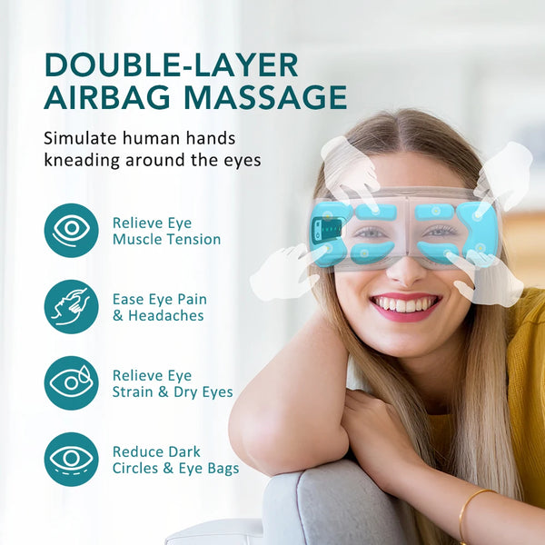 Smart Eye Massager 4 Modes Vibration Eye Care Instrument Hot Compress Bluetooth Eye Massage Relieve Fatigue Improve Sleep Shade