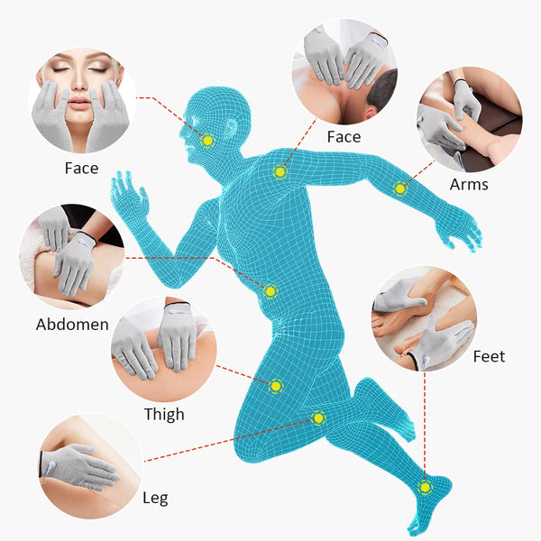 EMS Pulse Electric Muscle Stimulator With Electrode Massage Gloves Digital Meridian Therapy Machine Back Neck Body Massager