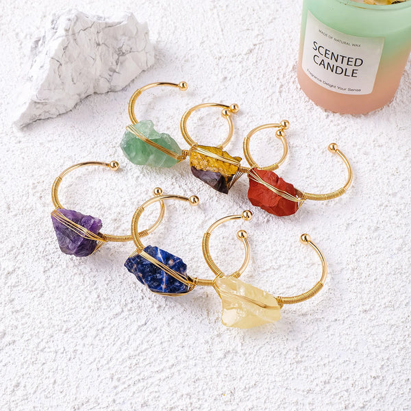 1PC Natural Crystal Bracelet Healing Rough Stone Bracelet for Women Gifts Protection Bracelet Yoga Reiki Chakras Meditation