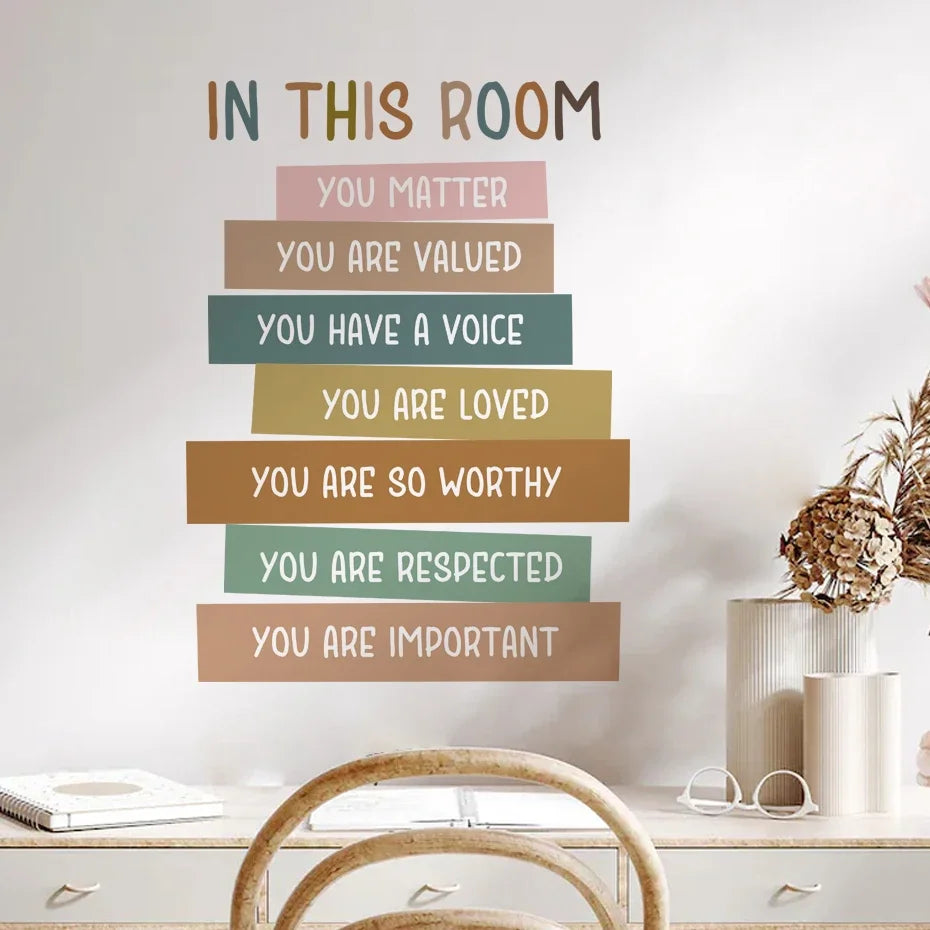 Positive Affirmations Wall Stickers for Children Kids Room Decor Today I Will Learn And Grow Bedroom Living Room Wall Decals