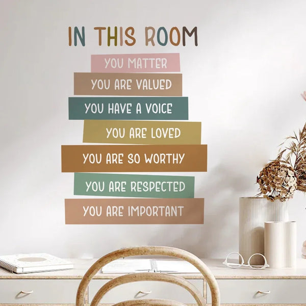 Positive Affirmations Wall Stickers for Children Kids Room Decor Today I Will Learn And Grow Bedroom Living Room Wall Decals