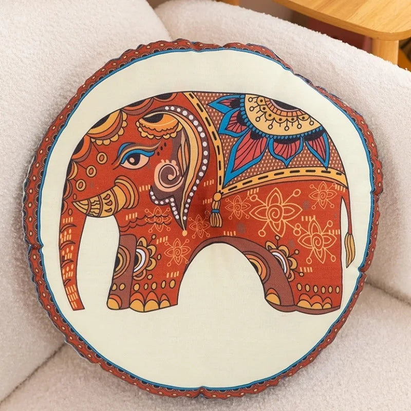 Geometric Round Meditation Cushion - Boho Style Cotton-Linen Pouf for Yoga/Pilates, Floor Seat for Home Decor. 요가매트