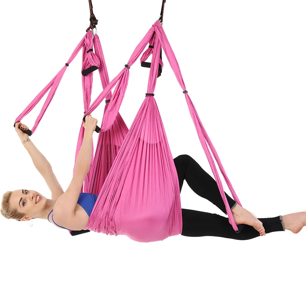 6 Handles Aerial Yoga Hammock Flying Swing Anti-gravity Yoga Pilates Inversion Exercises Device Home GYM Hanging Belt 20 Colors