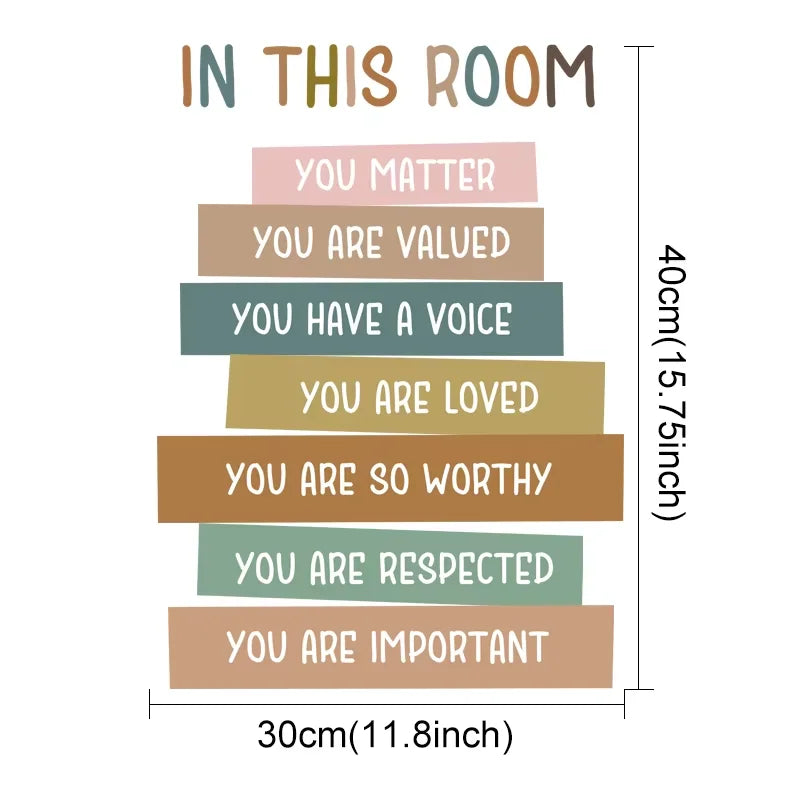 Positive Affirmations Wall Stickers for Children Kids Room Decor Today I Will Learn And Grow Bedroom Living Room Wall Decals