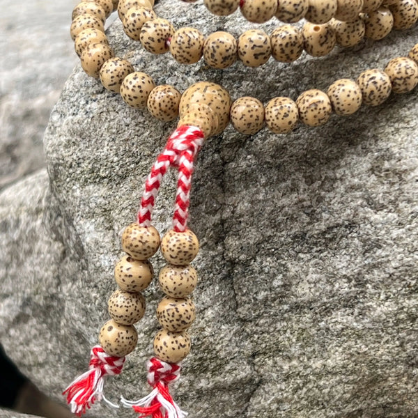 Natural Buddha Beads Prayer Mala 108 Beads 6.5mm X 6mm Bracelet Yoga Meditation Necklace for Mindfulness & Serenity