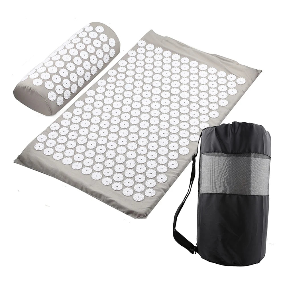 Acupressure Yoga Mat Massage Cushion Pillow Acupuncture Relieve Stress Back Body Pain Spike Mat with Carry Bag for Men Women