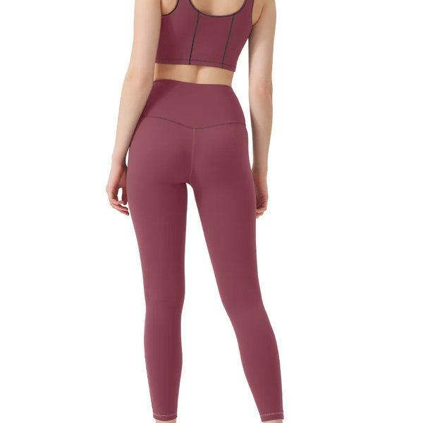 Yoga wear, a high-end sports solid-color high-elastic tight high-intensity sports set, women's fitness clothes suitable for gym