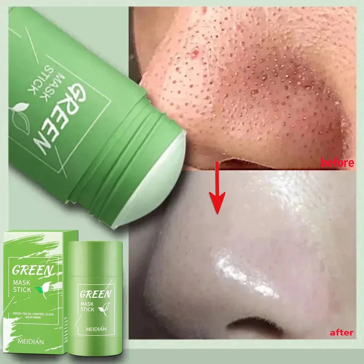 Fast Remove Blackhead Mask Green Tea Solid Cleansing Stick Facial Acne Blemish Shrink Pores Oil Control Smooth Korean Skin Care