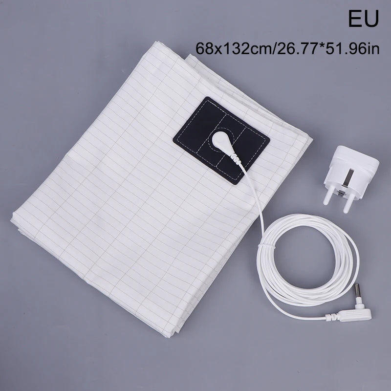 Grounded Silver Fiber Flat Sheet with Conductive Earthing Cord for Stress Release and Health Tending
