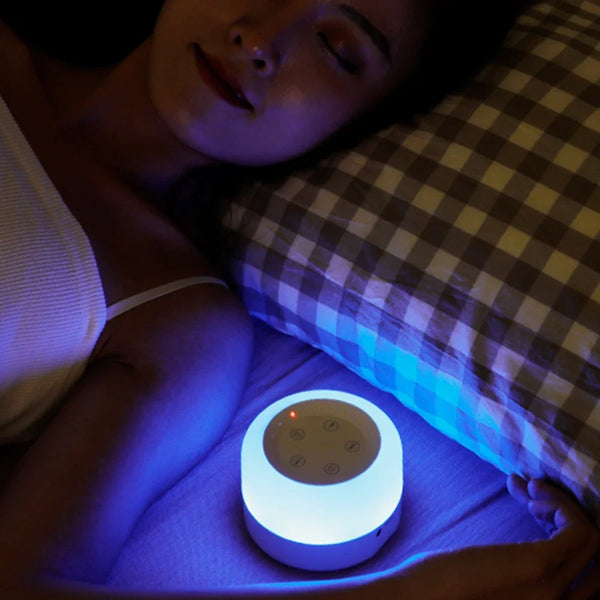 White Noise Machine with Night Light Sleeping Relaxation for Baby Portable Touch Adjustable USB Rechargeable for Home Travel
