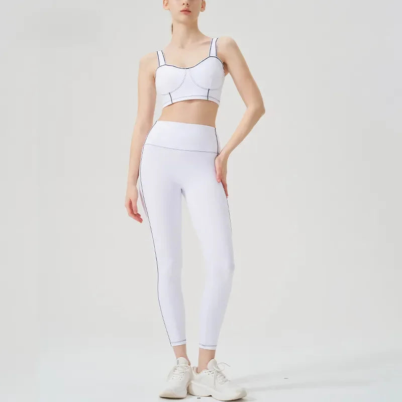 Yoga wear, a high-end sports solid-color high-elastic tight high-intensity sports set, women's fitness clothes suitable for gym