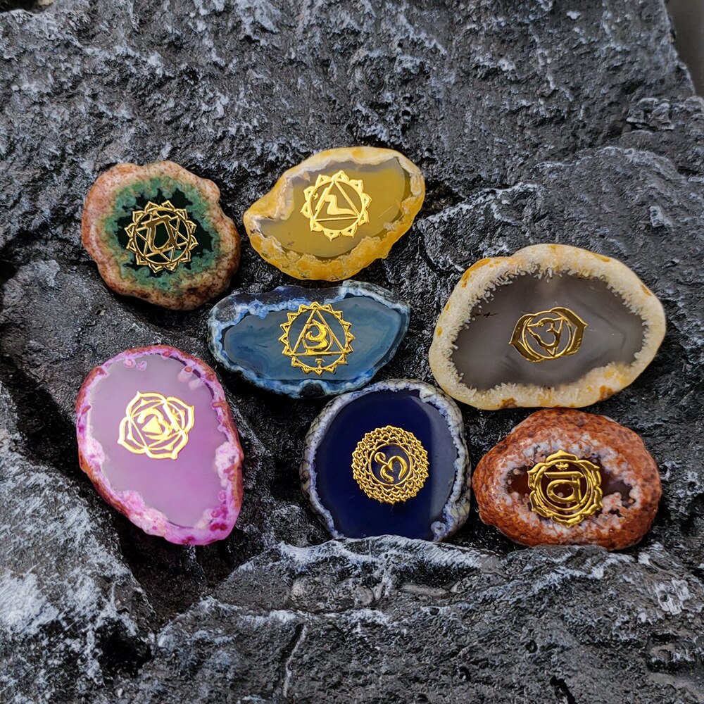 7 Chakra Set Reiki Natural Crystal Healing Energy Balance Colorful Irregular Stones Yoga Symbol Ornament DIY Home Decor