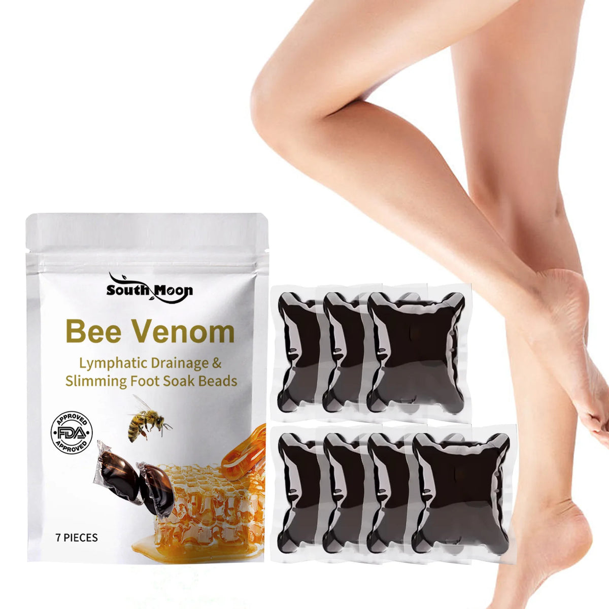 Bee Venom Lymphatic Drainage Slimming Foot Soak Beads Relieve Leg Swelling Detox Foot Soak Health Promote Blood Circulation