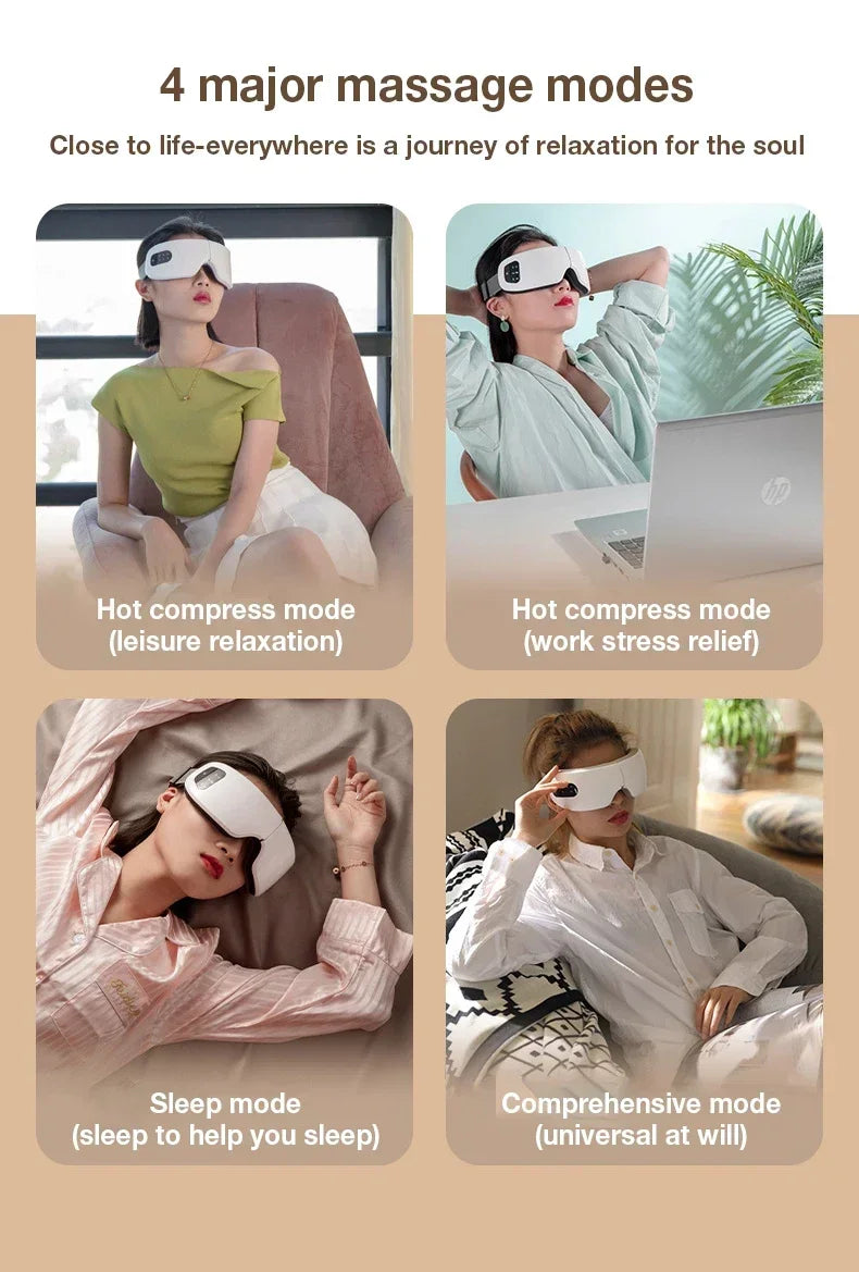 Eye Massager with Heat,Migraines Relief,  Vibration and Bluetooth Music, Smart Massage Eye Mask for Eye Strain, Improve Sleep