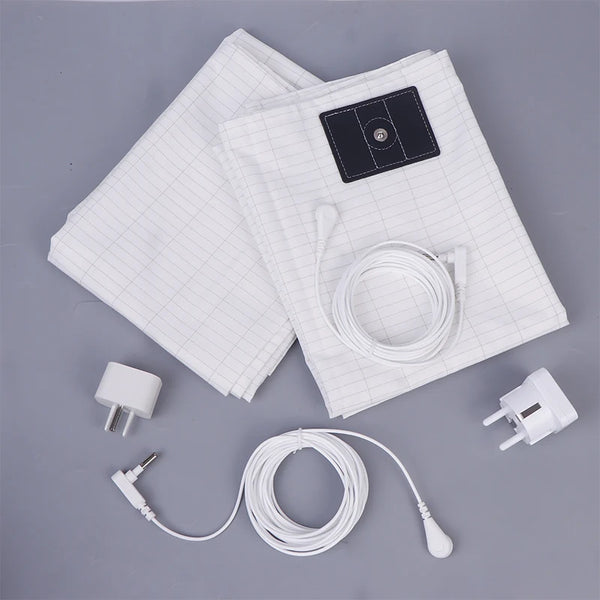 Grounded Silver Fiber Flat Sheet with Conductive Earthing Cord for Stress Release and Health Tending