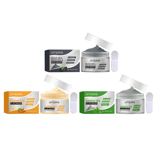 Face Cleansing Clay Mask Green Tea Turmeric Shrink Pore Blackhead Remover Exfoliating Moisturizing Oil Control Dead Sea Mud Mask