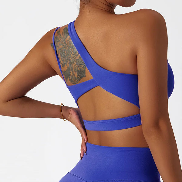 High Stretch Comfy One-Shoulder Sports Bra Underwear Women Bralette Fitness Gym Top Women Yoga Bra Running Workout Yoga Clothing