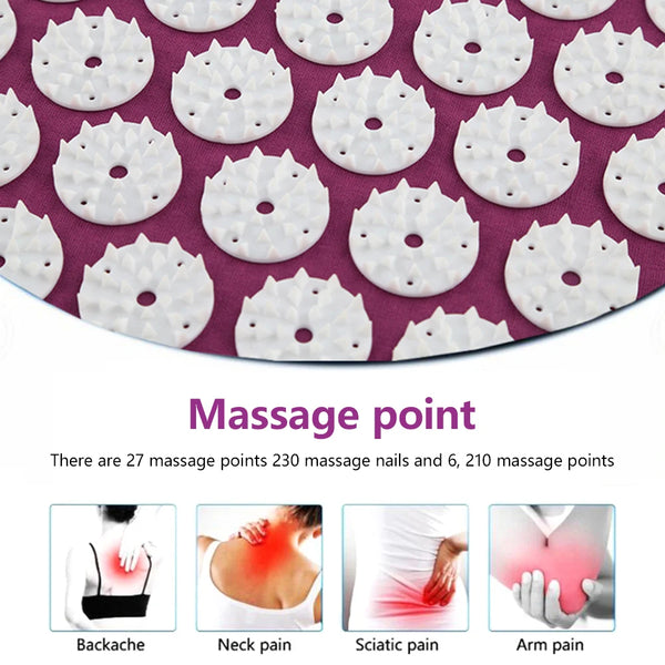 Acupressure Yoga Mat Massage Cushion Pillow Acupuncture Relieve Stress Back Body Pain Spike Mat with Carry Bag for Men Women