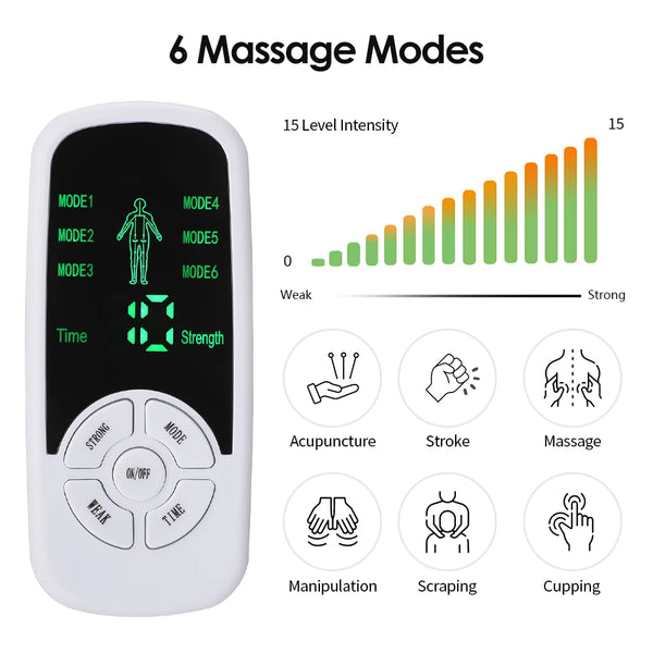 EMS Pulse Electric Muscle Stimulator With Electrode Massage Gloves Digital Meridian Therapy Machine Back Neck Body Massager
