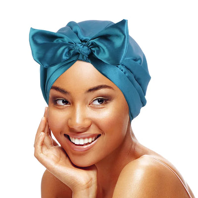 1PC Silk Satin Salon Bonnet Women Sleep Night Cap Bath Towel Hair Dry Quick Elastic Hair Care Bonnet Head Wrap Hat Solid Color
