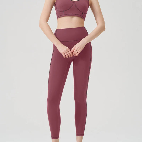 Yoga wear, a high-end sports solid-color high-elastic tight high-intensity sports set, women's fitness clothes suitable for gym