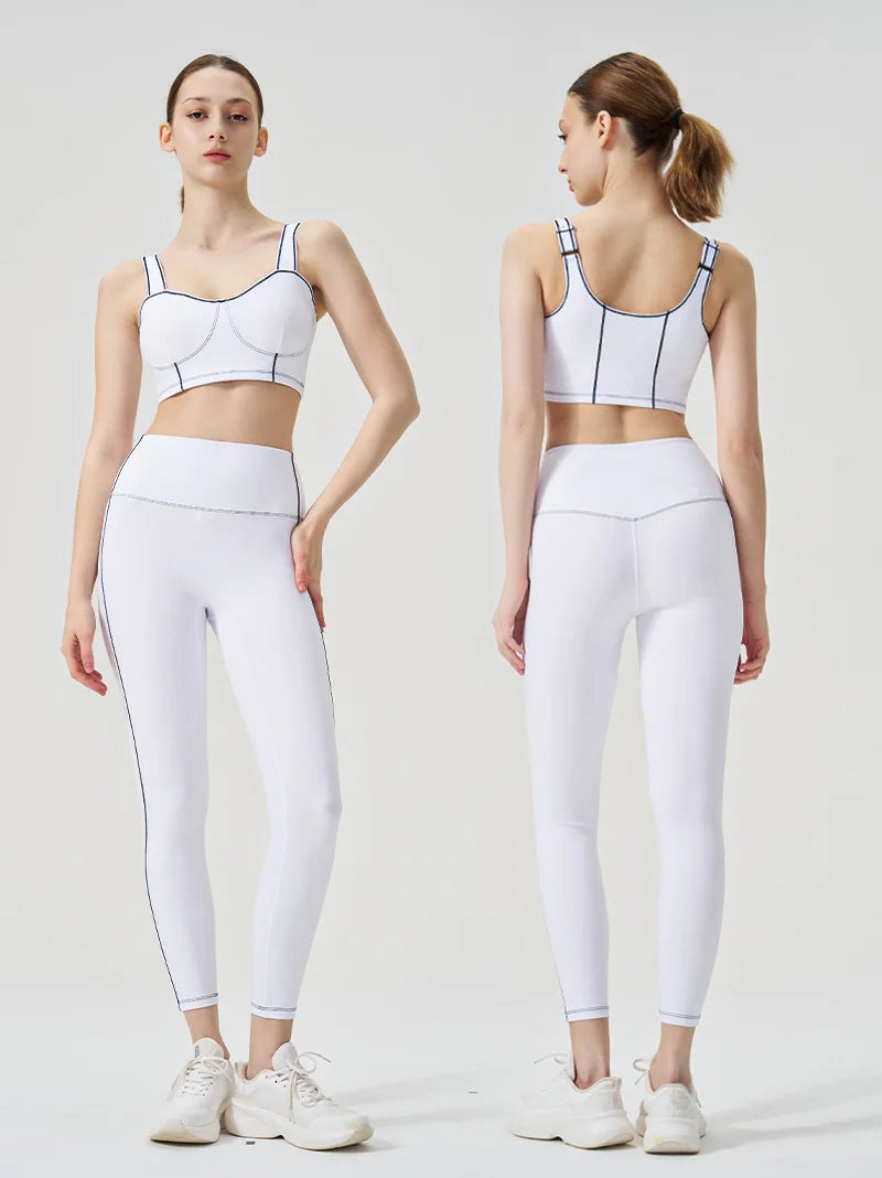 Yoga wear, a high-end sports solid-color high-elastic tight high-intensity sports set, women's fitness clothes suitable for gym