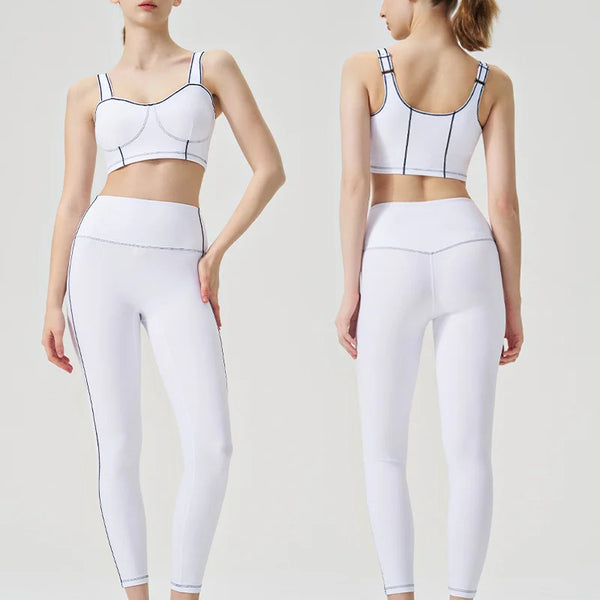 Yoga wear, a high-end sports solid-color high-elastic tight high-intensity sports set, women's fitness clothes suitable for gym