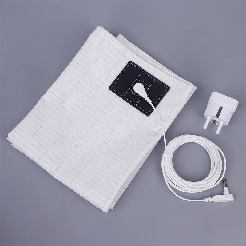 Grounded Silver Fiber Flat Sheet with Conductive Earthing Cord for Stress Release and Health Tending