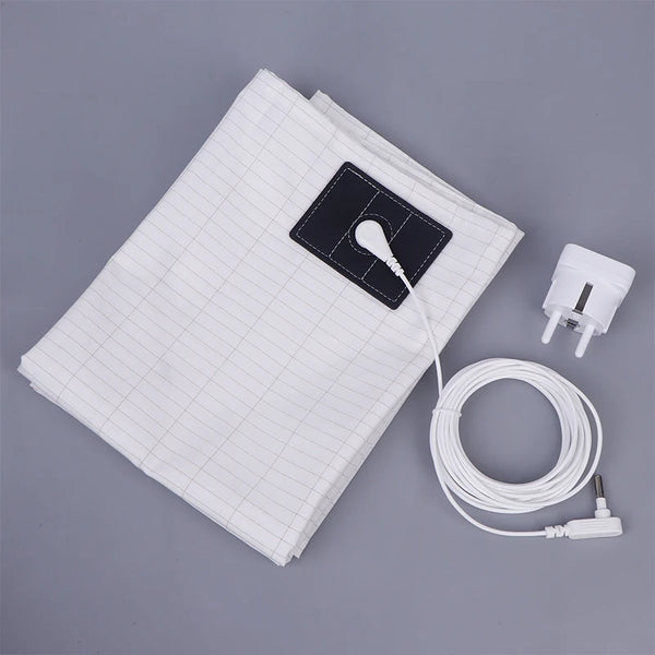 Grounded Silver Fiber Flat Sheet with Conductive Earthing Cord for Stress Release and Health Tending