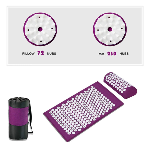 Acupressure Yoga Mat Massage Cushion Pillow Acupuncture Relieve Stress Back Body Pain Spike Mat with Carry Bag for Men Women