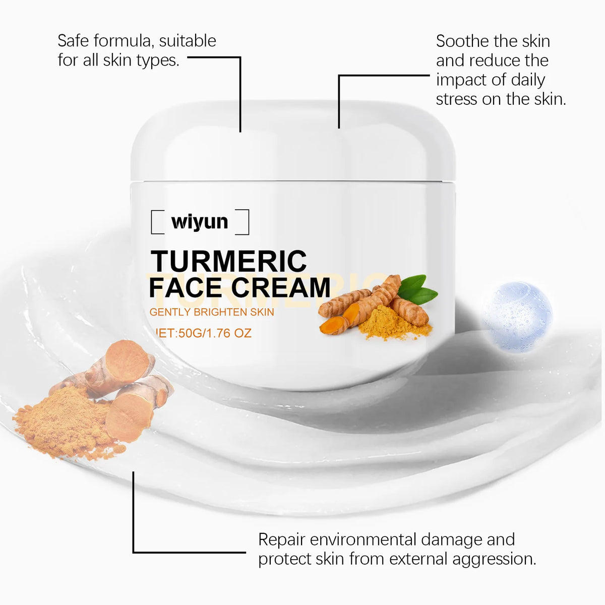 Retinol Natural Turmeric Vitamin C Whitening Face Cream Moisturizing Firming Hyaluronic Lightening Fade Fine Lines Skin Care