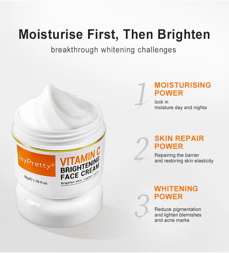 Vitamin C Face Cream Whitening Dark Spots Removal Lifting Firming Moisturizing Facial Cream Skin Care Product Beauty Health