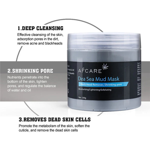 Dead Sea Mud Facial Mask Deep Cleaning Vitamin C Exfoliating Dead Skin Shrink Pores Lightening Moisturizing Mild Face Mask