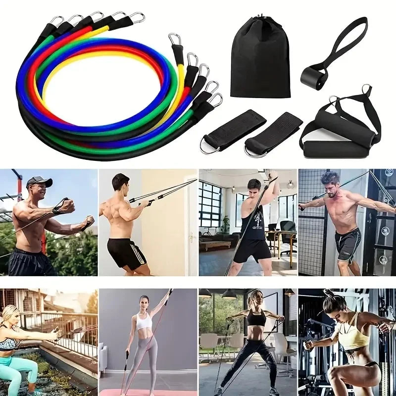 11-Piece Resistance Bands Set - Complete Home Gym Kit with Accessories