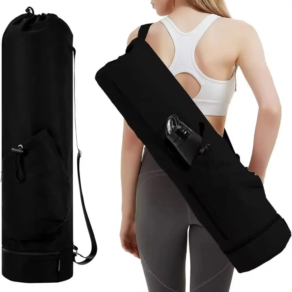 Yoga Backpack Large Capacity Yoga Mat Bag Waterproof Adjustable Shoulder Straps Breathable Sports Bag Portable Black Gym