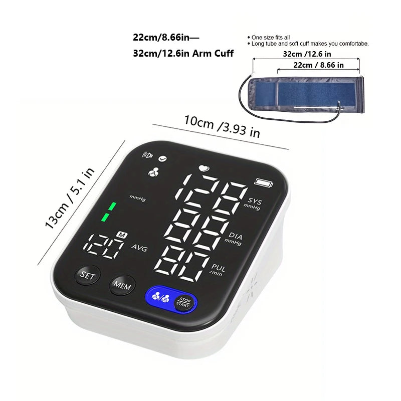 Electronic Tensiometer Portable Upper Arm BP Meter Digital Blood Pressure Monitors Automatic Measurement Cuff Sphygmomanometer