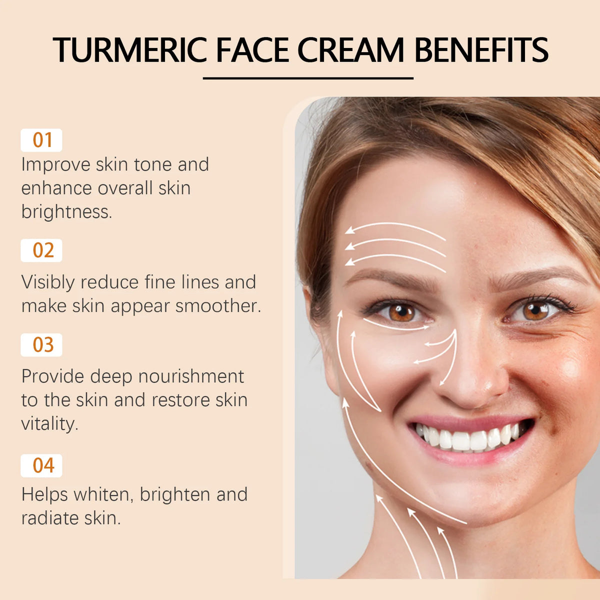 Retinol Natural Turmeric Vitamin C Whitening Face Cream Moisturizing Firming Hyaluronic Lightening Fade Fine Lines Skin Care