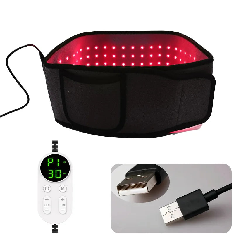 Red Light Therapy for Body 5 Light Levels Infrared Light Heat Therapy Belt Wrap 660nm & 850nm Therapy Pad with Timer