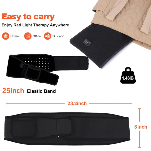 Red Light Therapy for Body 5 Light Levels Infrared Light Heat Therapy Belt Wrap 660nm & 850nm Therapy Pad with Timer